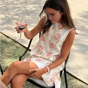 Commense Pink and Cream Floral Mini Dress